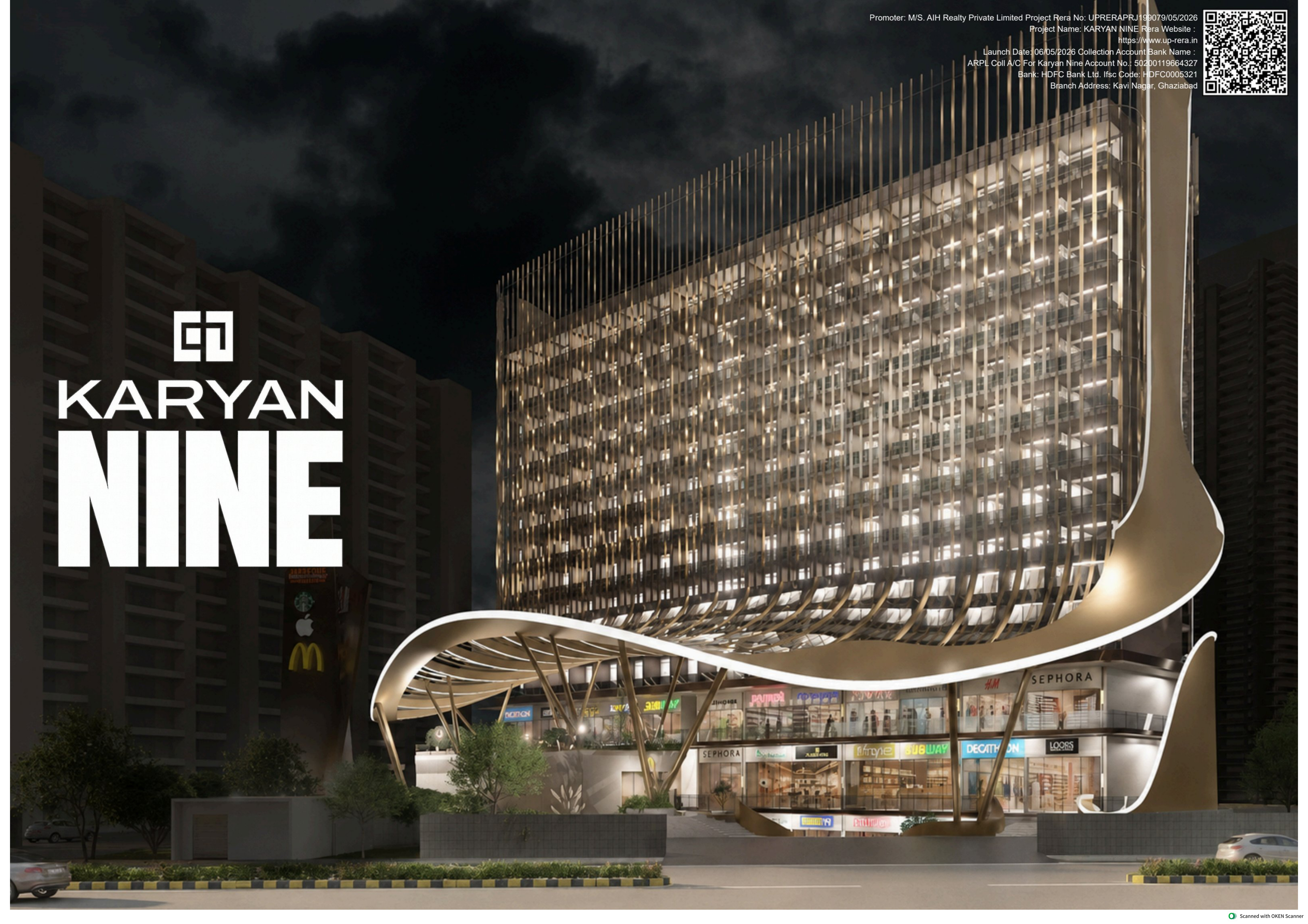 Karyan Nine Architectural Rendering at Night